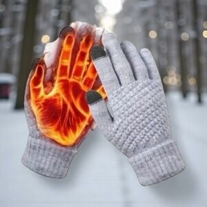 Guantes De Invierno Táctiles Unisex Color Gris Claro Térmicos Y De‎ Felpa